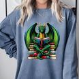 Books Dragon Reading Book Comfort Colors Sweatshirt Denim