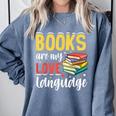 Books Are My Love Language Stack Comfort Colors Sweatshirt Denim