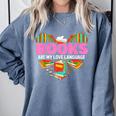 Books Are My Love Language Valentine's Day Reading Lover Comfort Colors Sweatshirt Denim Books Are My Love Language Valentine's Day Reading Lover Comfort Colors Sweatshirt Denim