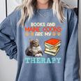 BOOKS AND MAINE COONS ARE MY THERAPY Main Coon Comfort Colors Sweatshirt Denim BOOKS AND MAINE COONS ARE MY THERAPY Main Coon Comfort Colors Sweatshirt Denim