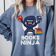 Books Ninja Read Reading Librarian Book Toddler Boys Kids Comfort Colors Sweatshirt Denim