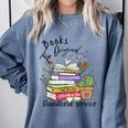 Books Original Handheld Device Reader Literacy Book Lover Comfort Colors Sweatshirt Denim