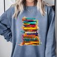 Books Painting Colorful Art Abstract Graphic Books Comfort Colors Sweatshirt Denim