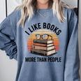 I Like Books More Than People Glasses Comfort Colors Sweatshirt Denim