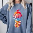 Books Reading Ice Cream Comfort Colors Sweatshirt Denim