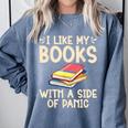 I Like My Books With a Side Of Panic Thriller Comfort Colors Sweatshirt Denim I Like My Books With a Side Of Panic Thriller Comfort Colors Sweatshirt Denim