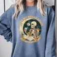 I Like My Books Spicy & My Coffee Icy Skeleton Read Book Comfort Colors Sweatshirt Denim I Like My Books Spicy & My Coffee Icy Skeleton Read Book Comfort Colors Sweatshirt Denim