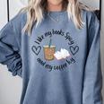 I Like My Books Spicy And My Coffee Icy Books Booktok Comfort Colors Sweatshirt Denim I Like My Books Spicy And My Coffee Icy Books Booktok Comfort Colors Sweatshirt Denim