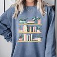 Bookshelves With Books & Plants Premium Comfort Colors Sweatshirt Denim