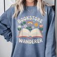 Bookstore Wanderers Retro Women Book Lovers Comfort Colors Sweatshirt Denim