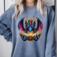Bookworm Dragon Reading Book Lover Comfort Colors Sweatshirt Denim
