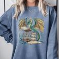 Bookworm Dragons Reading Book Dragons And Books Comfort Colors Sweatshirt Denim Bookworm Dragons Reading Book Dragons And Books Comfort Colors Sweatshirt Denim