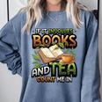 Bookworm If It Involves Books And Tea Lover Reading Premium Tri-Blend Comfort Colors Sweatshirt Denim