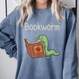Bookworm Worm Reading Book Lover Read Books Librarian Comfort Colors Sweatshirt Denim