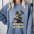 Bookwyrm Dragon Fantasy Bookish Fairytale Book Lover Comfort Colors Sweatshirt Denim