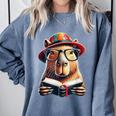 Capybara Bookworm Rodent Reading a Book Comfort Colors Sweatshirt Denim