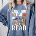 Carve Out Time To Read Halloween Ghost Books Raglan Baseball Tee Comfort Colors Sweatshirt Denim