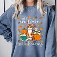 Cat Fall In Love With Reading Book Lover Autumn Comfort Colors Sweatshirt Denim