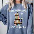 Cat Lover Tee Women Book Lover Reading Librarian Read Comfort Colors Sweatshirt Denim