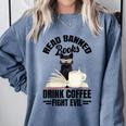 Cat I Read Banned Books Shirt Bookworm Avid Reader For Men Women Kids Comfort Colors Sweatshirt Denim