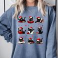 Cat Reading Books Lover Christmas Cat Lover Xmas Comfort Colors Sweatshirt Denim