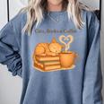 Cats Books And Coffee Heart Cozy Cat Lover Bookworm Readers Comfort Colors Sweatshirt Denim