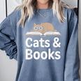 Cats And Books Comfort Colors Sweatshirt Denim