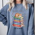 Cats Books Lover Men Women Comfort Colors Sweatshirt Denim Cats Books Lover Men Women Comfort Colors Sweatshirt Denim