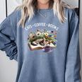 Cats Coffee Books Comfort Colors Sweatshirt Denim