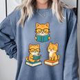 Cats Reading Book Lover Reading Bookworm Reader Comfort Colors Sweatshirt Denim