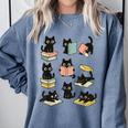 Cats Reading Books Cat Lover Comfort Colors Sweatshirt Denim