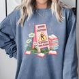 Caution Slippery When Reading Book Reader Comfort Colors Sweatshirt Denim