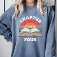 Chapter Four Book Reading 4th Birthday 4 Year Old Comfort Colors Sweatshirt Denim Chapter Four Book Reading 4th Birthday 4 Year Old Comfort Colors Sweatshirt Denim