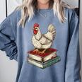 Chicken Books Back To School First Day Of School Boys Girls Comfort Colors Sweatshirt Denim Chicken Books Back To School First Day Of School Boys Girls Comfort Colors Sweatshirt Denim