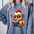 Chicken Reading a Book Farm Animal Chick Comfort Colors Sweatshirt Denim Chicken Reading a Book Farm Animal Chick Comfort Colors Sweatshirt Denim