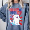 Childless Cat Ladies Vote Kamala Harris Cute Comic Book Cat Comfort Colors Sweatshirt Denim