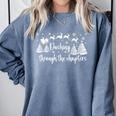 Christmas Book Lover Santa Dashing Through One More Chapter Comfort Colors Sweatshirt Denim