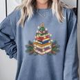 Christmas Book Reading Reader Xmas Bibliophile -Adult Christmas Tree Book Modern Comfort Colors Sweatshirt Denim Christmas Book Reading Reader Xmas Bibliophile -Adult Christmas Tree Book Modern Comfort Colors Sweatshirt Denim