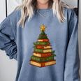 Christmas Book Tree Bookshelf Holiday For Readers Librarians Comfort Colors Sweatshirt Denim Christmas Book Tree Bookshelf Holiday For Readers Librarians Comfort Colors Sweatshirt Denim