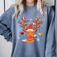 Christmas Librarian Reindeer Xmas Book Teachers Love Reading Comfort Colors Sweatshirt Denim