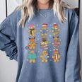 Christmas Library Gingerbread Man Books Lover Bookworm Comfort Colors Sweatshirt Denim