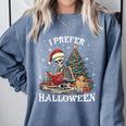Christmas Outfit I Prefer Halloween Book Reading Skeleton Comfort Colors Sweatshirt Denim Christmas Outfit I Prefer Halloween Book Reading Skeleton Comfort Colors Sweatshirt Denim