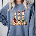 Christmas Three Llamas Reading Reading Books Llama Lover Comfort Colors Sweatshirt Denim Christmas Three Llamas Reading Reading Books Llama Lover Comfort Colors Sweatshirt Denim