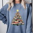 Christmas Tree Books Book Reading Bookworm Comfort Colors Sweatshirt Denim Christmas Tree Books Book Reading Bookworm Comfort Colors Sweatshirt Denim