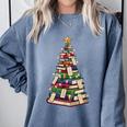 Christmas Tree Of Books For Readers And Librarians Comfort Colors Sweatshirt Denim Christmas Tree Of Books For Readers And Librarians Comfort Colors Sweatshirt Denim