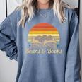 Coffee Beans & Books Retro Bookworm Librarian Comfort Colors Sweatshirt Denim