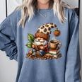 Coffee And Book Reading Accessories For Book Lovers Gnome Comfort Colors Sweatshirt Denim Coffee And Book Reading Accessories For Book Lovers Gnome Comfort Colors Sweatshirt Denim