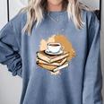 Coffee And Books Adult Books Lover Reading Comfort Colors Sweatshirt Denim Coffee And Books Adult Books Lover Reading Comfort Colors Sweatshirt Denim