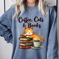 Coffee Cats And Books Lover For Women & Girls Coffee Comfort Colors Sweatshirt Denim Coffee Cats And Books Lover For Women & Girls Coffee Comfort Colors Sweatshirt Denim