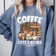 Coffee Cats And Books Cats And Reading Lovers Comfort Colors Sweatshirt Denim Coffee Cats And Books Cats And Reading Lovers Comfort Colors Sweatshirt Denim